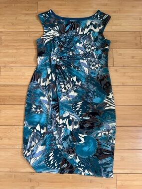 NorthStyle Teal & White Abstract Sheath Midi Dress